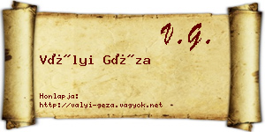 Vályi Géza névjegykártya